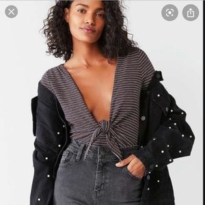 Out From Under Striped Knot Bodysuit Short Sleeve